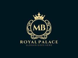 Letter MB Antique royal luxury victorian logo with ornamental frame. vector