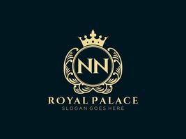 Letter NN Antique royal luxury victorian logo with ornamental frame. vector