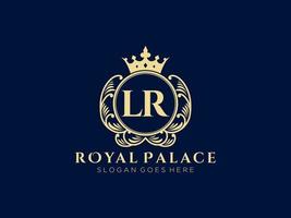 Letter LR Antique royal luxury victorian logo with ornamental frame. vector