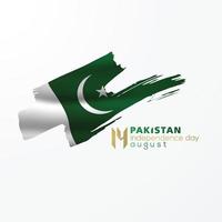 saludo día de la independencia de pakistán 14 agosto diseño vectorial de fondo con caligrafía árabe, bandera y motivos florales. para tarjeta, pancarta, papel tapiz, brosur, portada y decoración vector