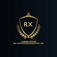 letra rx inicial con plantilla real.elegante con vector de logotipo de corona, ilustración de vector de logotipo de letras creativas.