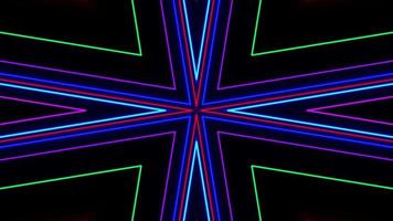 vj abstract laser licht kleurrijk gloeiend neon lijnen achtergrond. video ultra 4k