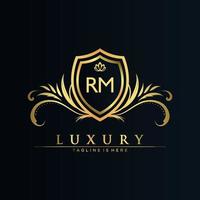 RM Letter Initial with Royal Template.elegant with crown logo vector, Creative Lettering Logo Vector Illustration.