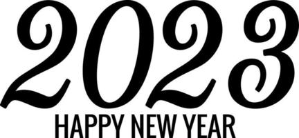 Happy New Year 2023 text design. Vector illustration. Isolated on white background.