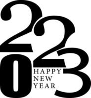 Happy New Year 2023 text design. Vector illustration. Isolated on white background.