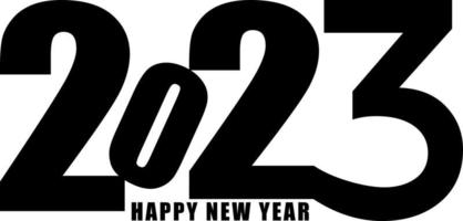 Happy New Year 2023 text design. Vector illustration. Isolated on white background.