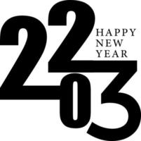 Happy New Year 2023 text design. Vector illustration. Isolated on white background.