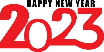 Happy New Year 2023 text design. Vector illustration. Isolated on white background.