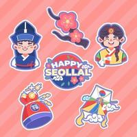 Sticker Set of Seollal Elements vector