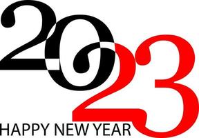 Happy New Year 2023 text design. Vector illustration. Isolated on white background.