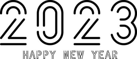 Happy New Year 2023 text design. Vector illustration. Isolated on white background.