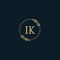 Initial IK beauty monogram and elegant logo design, handwriting logo of initial signature, wedding, fashion, floral and botanical with creative template. vector