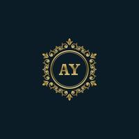 logotipo de letra ay con plantilla de oro de lujo. plantilla de vector de logotipo de elegancia.