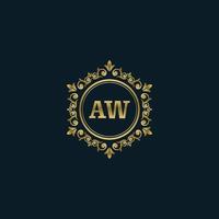 Letter AW logo with Luxury Gold template. Elegance logo vector template.