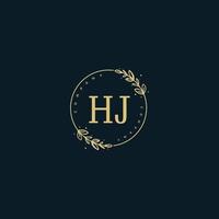 Initial HJ beauty monogram and elegant logo design, handwriting logo of initial signature, wedding, fashion, floral and botanical with creative template. vector