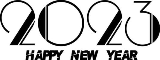 Happy New Year 2023 text design. Vector illustration. Isolated on white background.