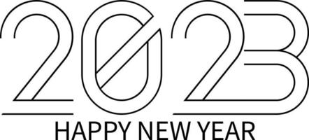 Happy New Year 2023 text design. Vector illustration. Isolated on white background.