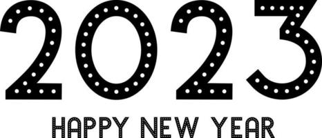 Happy New Year 2023 text design. Vector illustration. Isolated on white background.