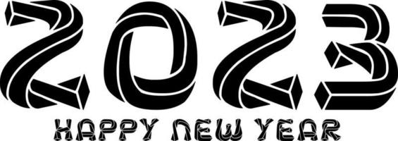 Happy New Year 2023 text design. Vector illustration. Isolated on white background.