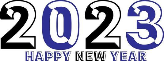 Happy New Year 2023 text design. Vector illustration. Isolated on white background.