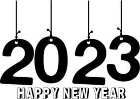 Happy New Year 2023 text design. Vector illustration. Isolated on white background.