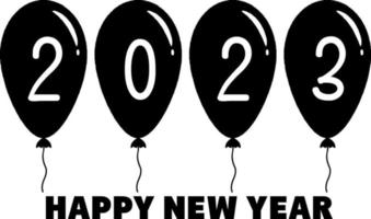 Happy New Year 2023 text design. Vector illustration. Isolated on white background.