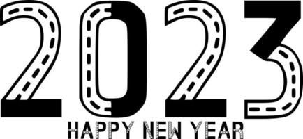 Happy New Year 2023 text design. Vector illustration. Isolated on white background.