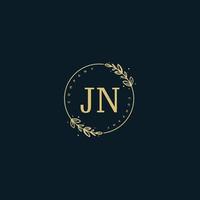 Initial JN beauty monogram and elegant logo design, handwriting logo of initial signature, wedding, fashion, floral and botanical with creative template. vector