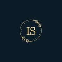 Initial IS beauty monogram and elegant logo design, handwriting logo of initial signature, wedding, fashion, floral and botanical with creative template. vector