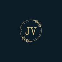 Initial JV beauty monogram and elegant logo design, handwriting logo of initial signature, wedding, fashion, floral and botanical with creative template. vector