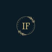 Initial IF beauty monogram and elegant logo design, handwriting logo of initial signature, wedding, fashion, floral and botanical with creative template. vector
