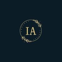 Initial IA beauty monogram and elegant logo design, handwriting logo of initial signature, wedding, fashion, floral and botanical with creative template. vector