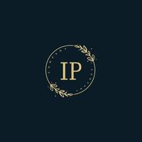 Initial IP beauty monogram and elegant logo design, handwriting logo of initial signature, wedding, fashion, floral and botanical with creative template. vector