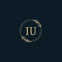 Initial IU beauty monogram and elegant logo design, handwriting logo of initial signature, wedding, fashion, floral and botanical with creative template. vector