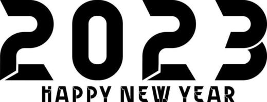 Happy New Year 2023 text design. Vector illustration. Isolated on white background.