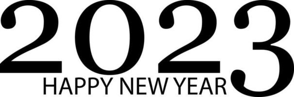 Happy New Year 2023 text design. Vector illustration. Isolated on white background.