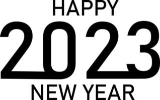 Happy New Year 2023 text design. Vector illustration. Isolated on white background.
