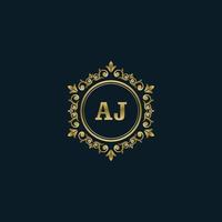 Letter AJ logo with Luxury Gold template. Elegance logo vector template.