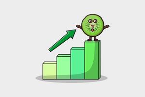 Kiwi fruit cute businessman with a deflation chart vector