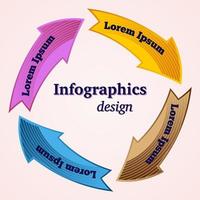 plantilla infográfica vectorial moderna con flechas dispuestas en círculo. plantilla de diseño de infografías de negocios. vector