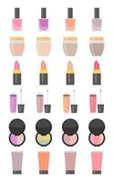 conjunto de veinticuatro artículos de maquillaje en estilo plano. ilustración vectorial vector