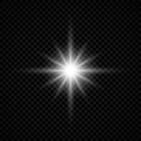 Light effect of lens flares. White glowing lights starburst effects with sparkles vector