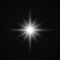 Light effect of lens flares. White glowing lights starburst effects with sparkles vector