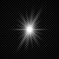 Light effect of lens flares. White glowing lights starburst effects with sparkles Vector illustration