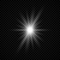 Light effect of lens flares. White glowing lights starburst effects with sparkles Vector illustration