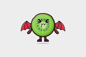 Cute mascot cartoon Kiwi fruit dracula with wings vector