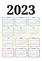 Calendar for 2023 isolated on a white background vector