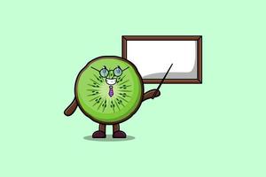 cartoon Kiwi fruit teacher character teaching vector