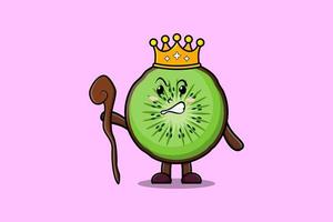 cartoon Kiwi fruit wise king with golden crown vector