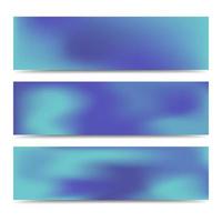 Smooth abstract blurred gradient blue banners set. Abstract Creative multicolored background. Vector illustration